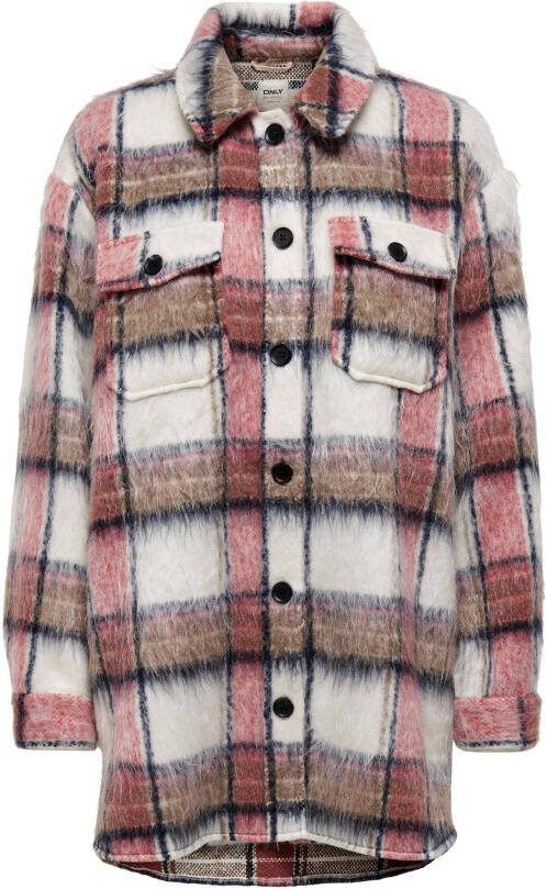 ONLY geruite shacket ONLEPIC rood/bruin/zwart/wit