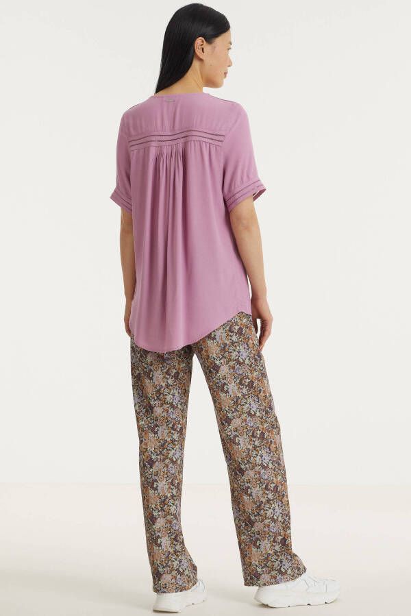 PIECES high waist loose fit broek met all over print zwart/multi