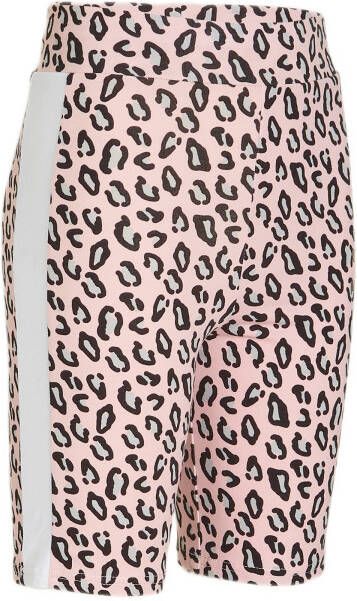 Puma high waist slim fit broek Summer Roar met panterprint lichtroze/lichtgrijs/zwart