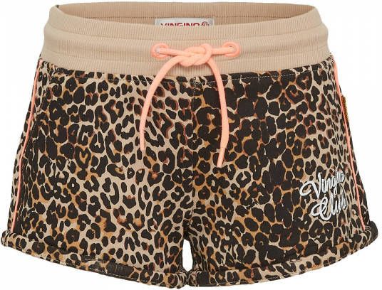 Vingino sweatshort Ressa met panterprint bruin/zand