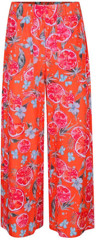 alba moda Broek met een zomerse printmix Oranje